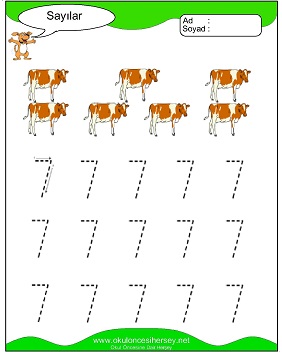 okul öncesi 1 sayısı çizgi çalışması